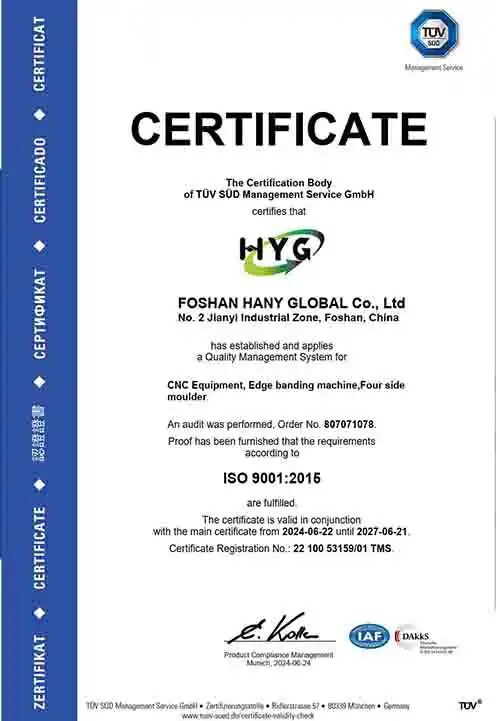 HANYU GLOBAL ISO9001-2015 Certificate